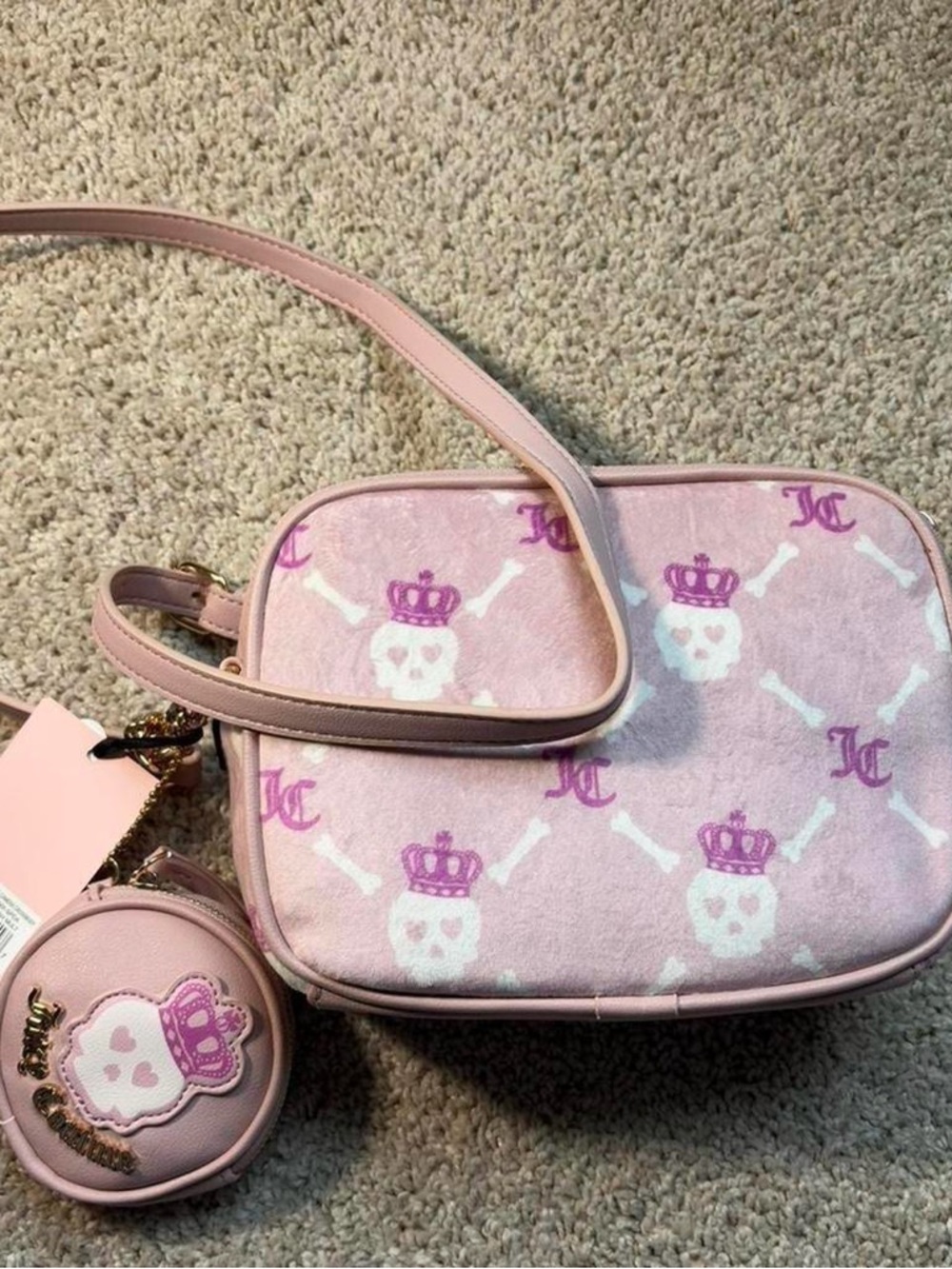 NWT Juicy Couture Haunted Couture Pink Skull Crossbody Bag McBling Y2K Vibe